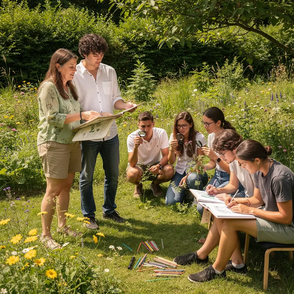 Ein Bild eines botanischen Gartens mit verschiedenen Pflanzenarten.