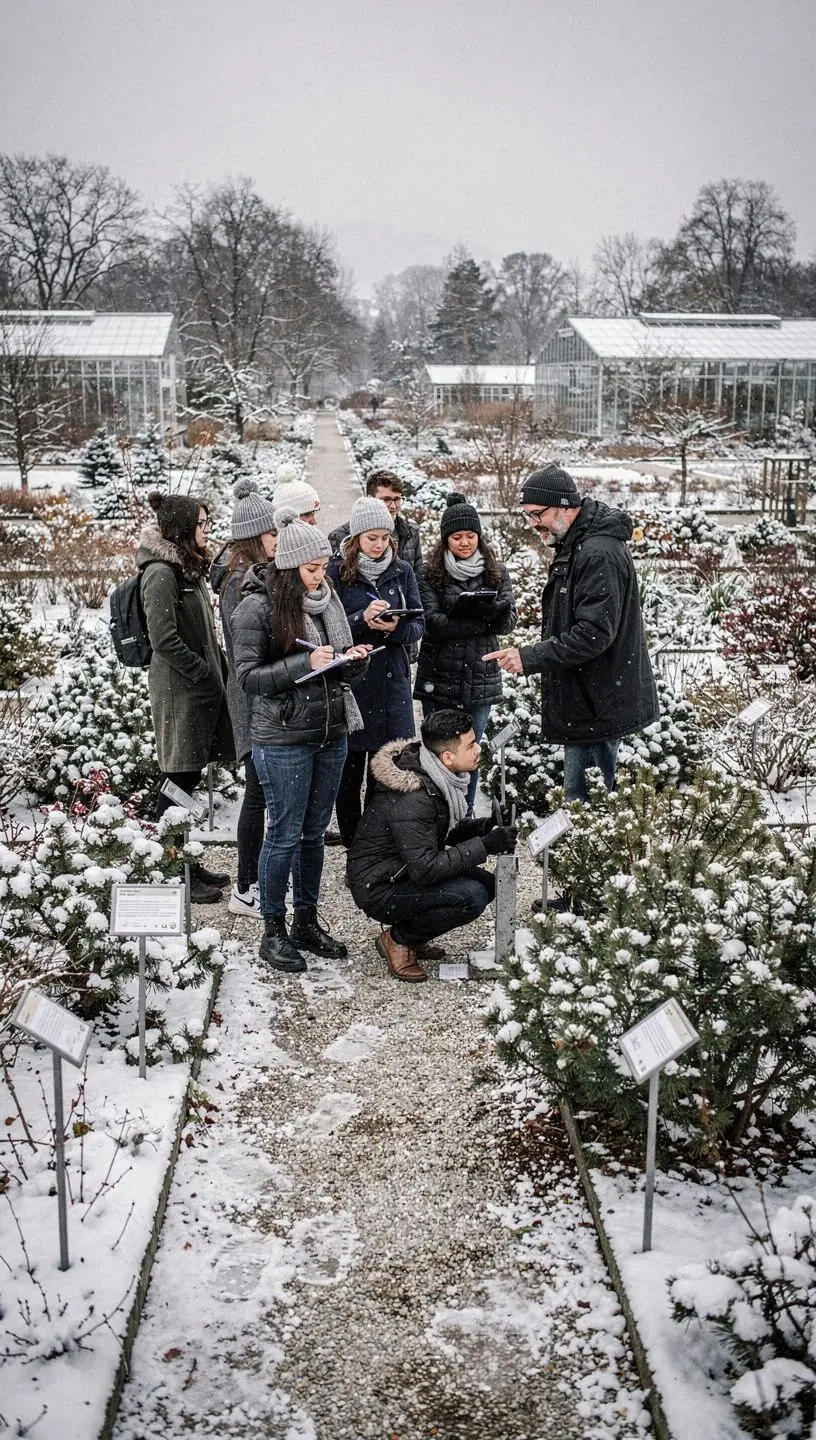 Ein Bild von Studenten, die an einem Online-Botanik-Kurs teilnehmen und Pflanzen untersuchen.